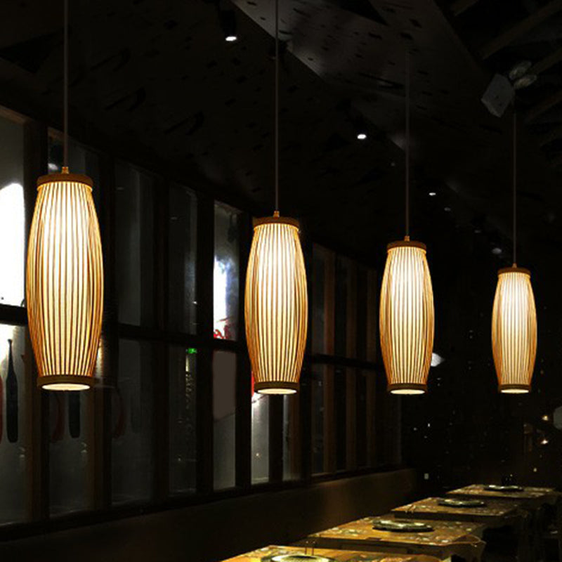 Modern Bamboo Drop Pendant Ceiling Light For Dining Room