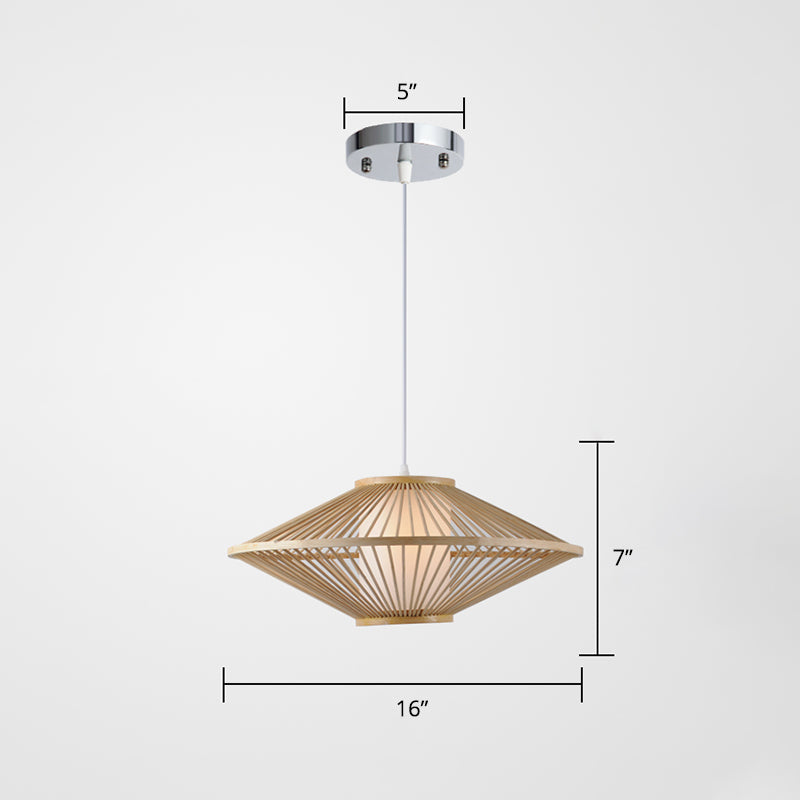 Bamboo Conical Cage Pendant Lamp - Contemporary Wood Ceiling Light