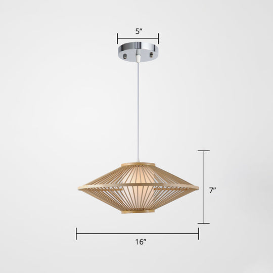 Bamboo Conical Cage Pendant Lamp - Contemporary Wood Ceiling Light / Small