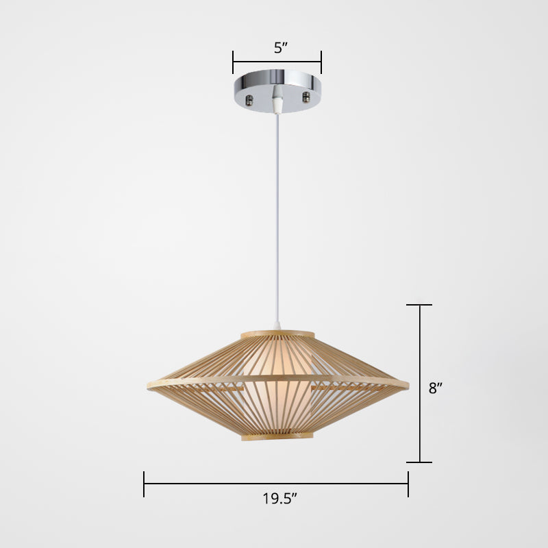 Bamboo Conical Cage Pendant Lamp - Contemporary Wood Ceiling Light