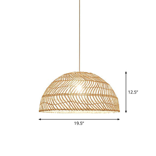 Modern Bamboo Fiber Pendant Light - Sleek Half-Sphere Design For Dining Room