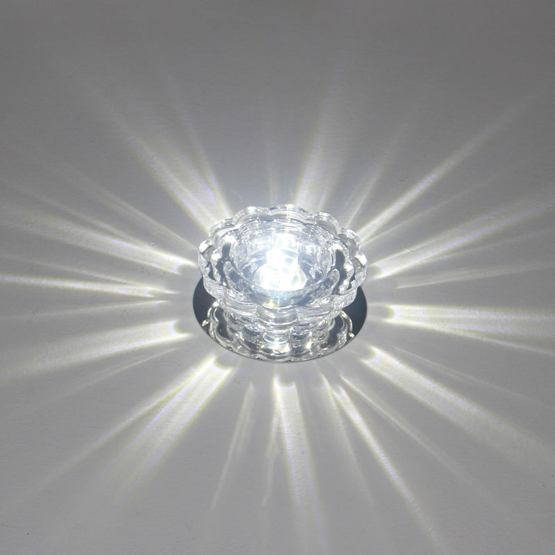 Scalloped Crystal Ceiling Light - Stainless Steel Led Flush-Mount Fixture Clear / White