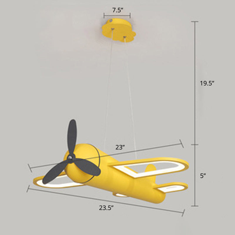 Childrens Playroom Cartoon Acrylic Propeller Jet Led Chandelier Ceiling Light Yellow / 23.5 Warm