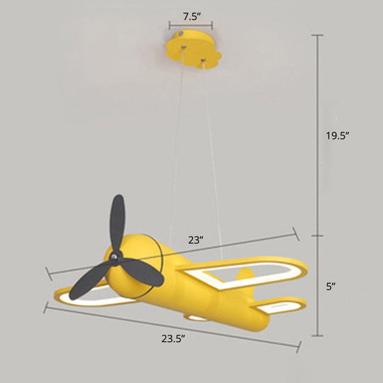 Childrens Playroom Cartoon Acrylic Propeller Jet Led Chandelier Ceiling Light Yellow / 23.5 Warm