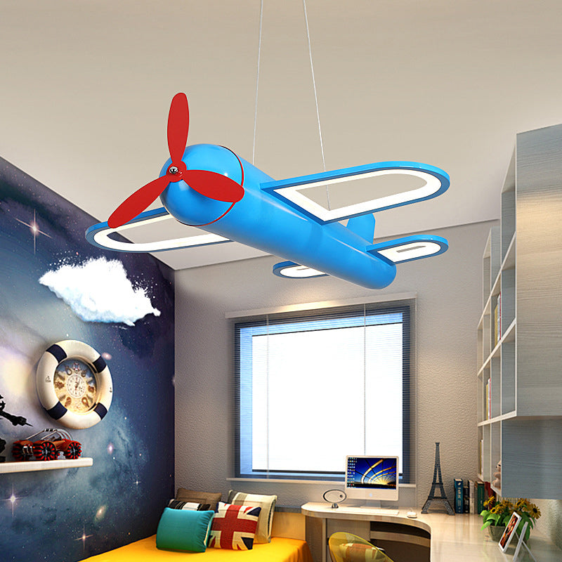 Childrens Playroom Cartoon Acrylic Propeller Jet Led Chandelier Ceiling Light