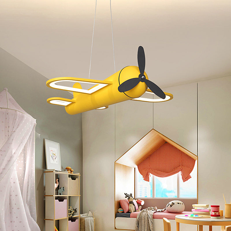 Childrens Playroom Cartoon Acrylic Propeller Jet Led Chandelier Ceiling Light