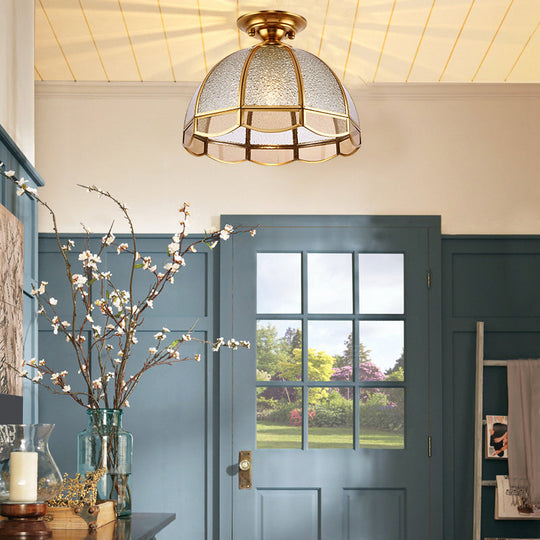 Traditional Seedy Glass Foyer Ceiling Light with Scalloped Edge