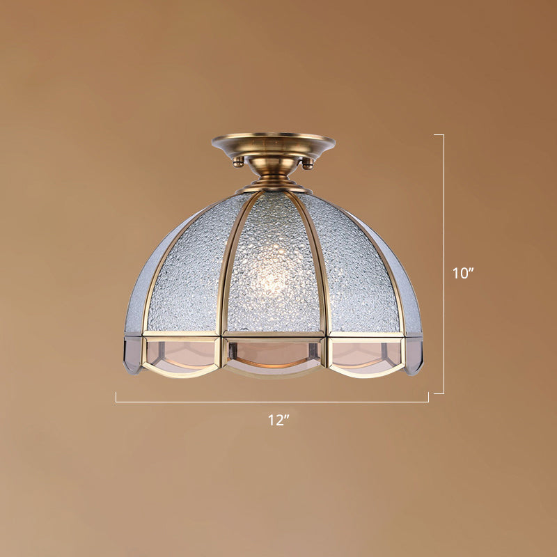 Traditional Seedy Glass Foyer Ceiling Light with Scalloped Edge