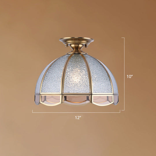 Traditional Seedy Glass Foyer Ceiling Light with Scalloped Edge