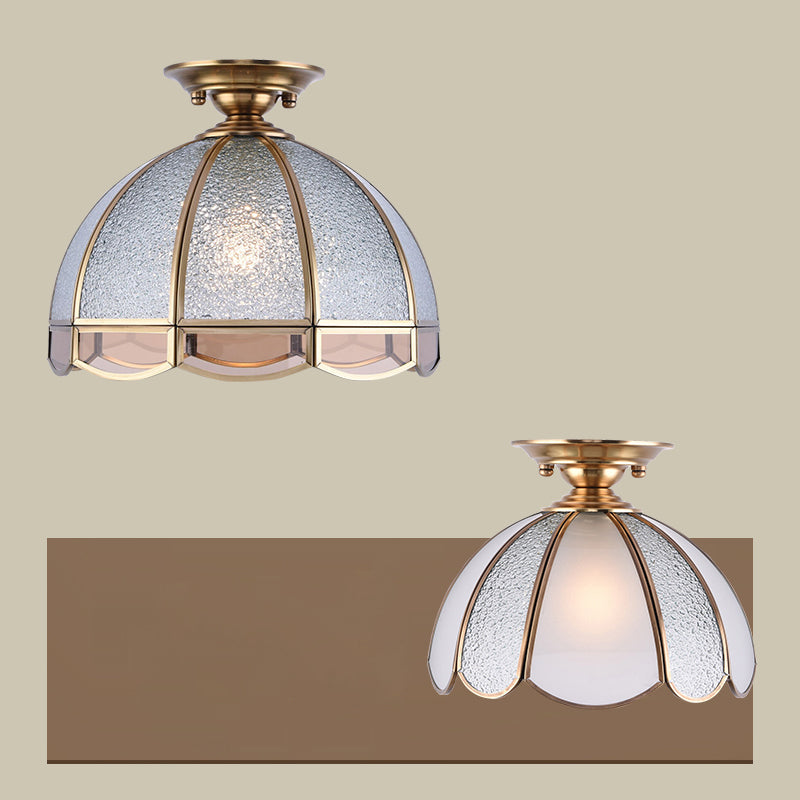 Traditional Seedy Glass Foyer Ceiling Light with Scalloped Edge