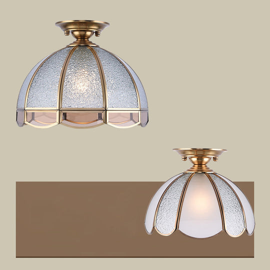 Traditional Seedy Glass Foyer Ceiling Light With Scalloped Edge