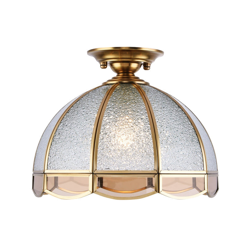 Traditional Seedy Glass Foyer Ceiling Light with Scalloped Edge