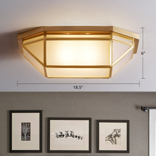 Sleek Brass Flush Mount Ceiling Lamp with Geometric Design - 2-Light Fixture for Balcony