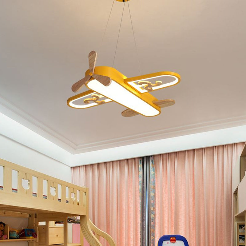 Childrens Plane Shaped Hanging Lamp Acrylic Bedroom LED Chandelier Pendant Light