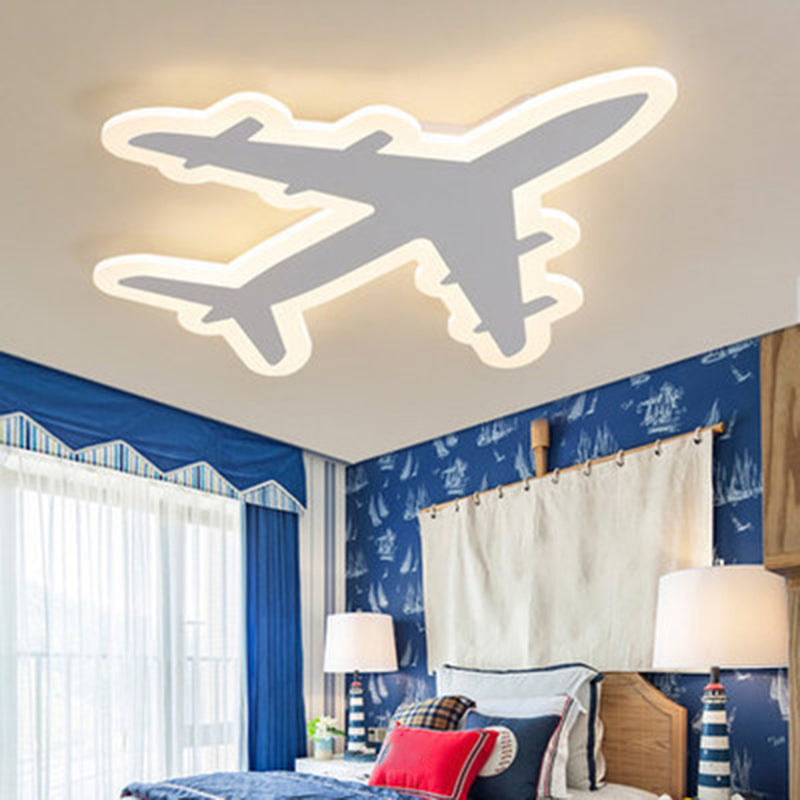 Kids White LED Acrylic Flushmount Ceiling Light for Bedroom - Surface Mount Lighting Fixture