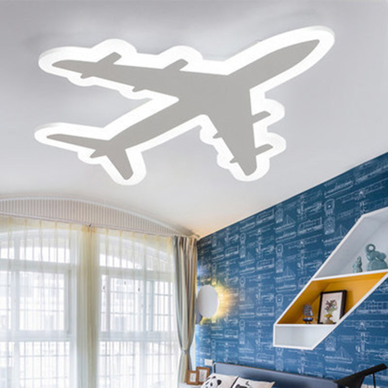 Kids White Led Acrylic Flushmount Ceiling Light For Bedroom - Surface Mount Lighting Fixture / 19.5