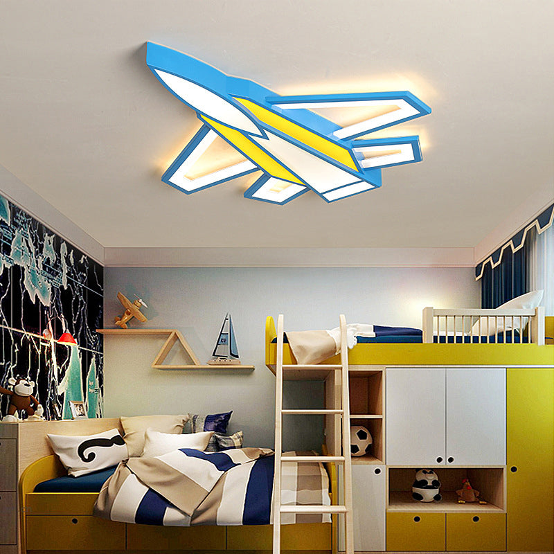 Cartoon Plane Led Flush Mount Ceiling Light - Perfect For Childrens Rooms