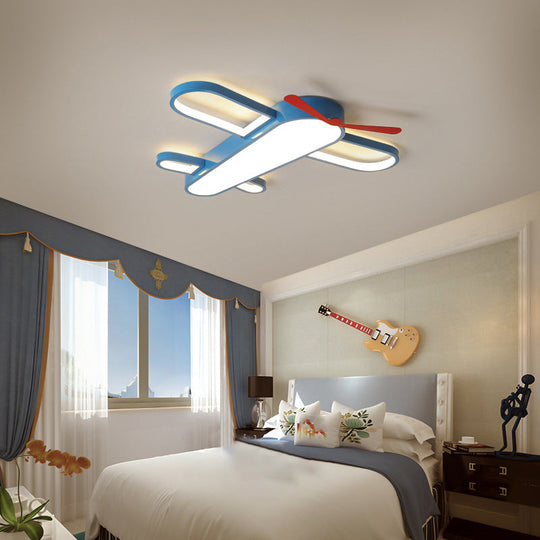 LED Plane Flush Mount Ceiling Light - Kids Style Acrylic, Blue