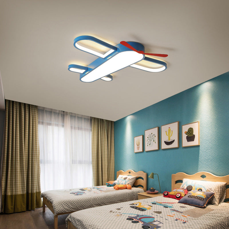 LED Plane Flush Mount Ceiling Light - Kids Style Acrylic, Blue