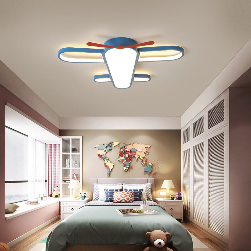 LED Plane Flush Mount Ceiling Light - Kids Style Acrylic, Blue