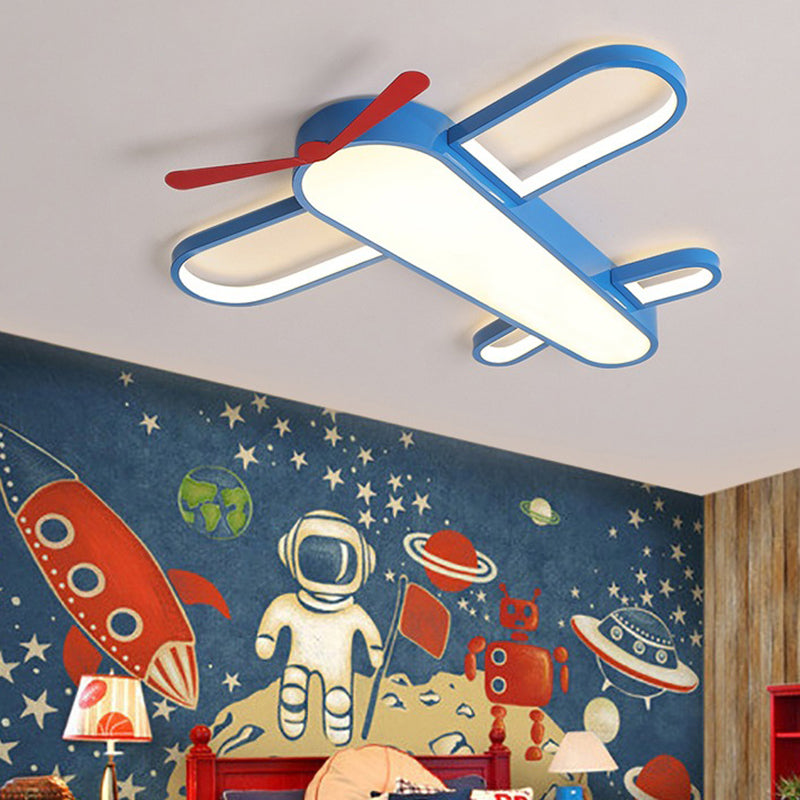 LED Plane Flush Mount Ceiling Light - Kids Style Acrylic, Blue