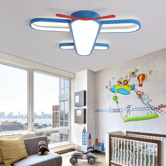 LED Plane Flush Mount Ceiling Light - Kids Style Acrylic, Blue