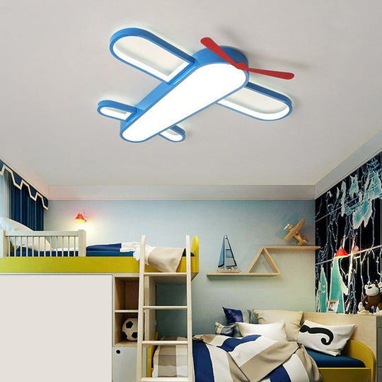 LED Plane Flush Mount Ceiling Light - Kids Style Acrylic, Blue