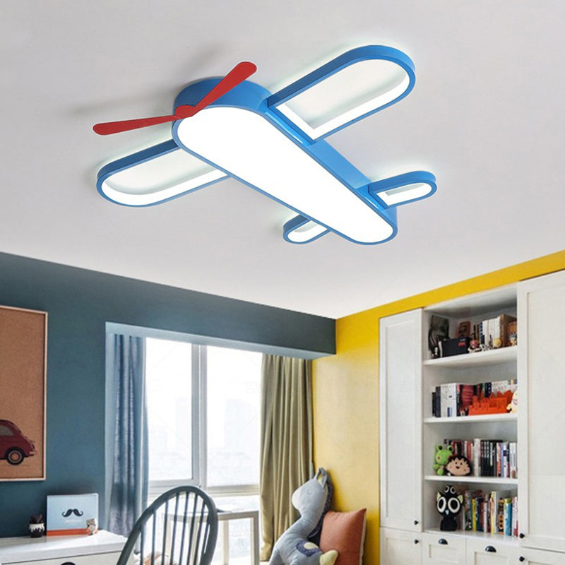 LED Plane Flush Mount Ceiling Light - Kids Style Acrylic, Blue