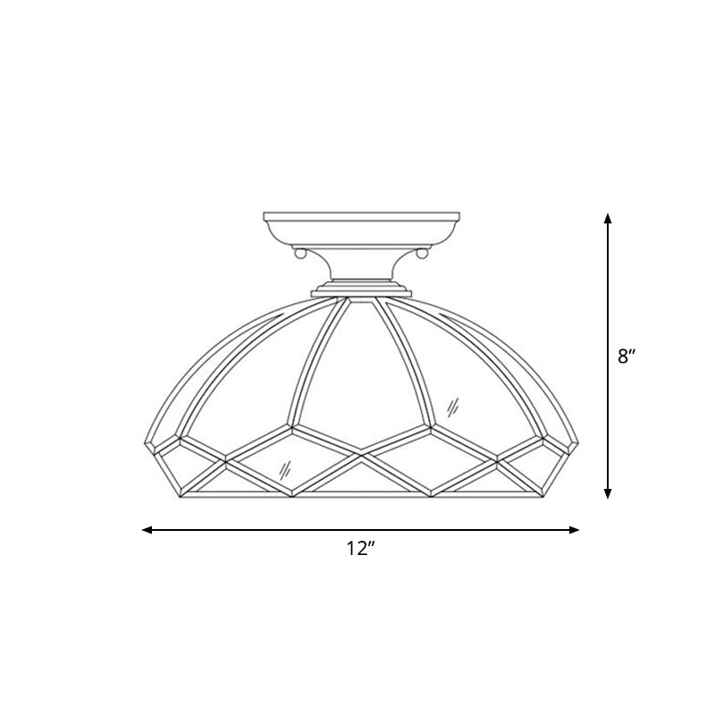 Brass Bowl Shaped Ceiling Fixture with Clear Glass Semi Mount Lighting