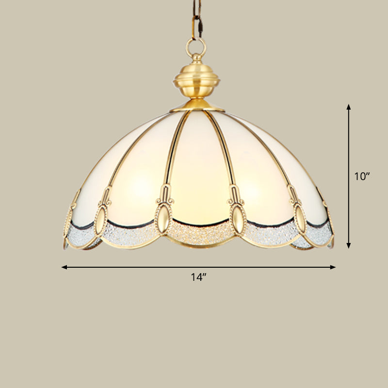 Opal Glass Gold Chandelier Umbrella Pendant Light Fixture For Dining Room