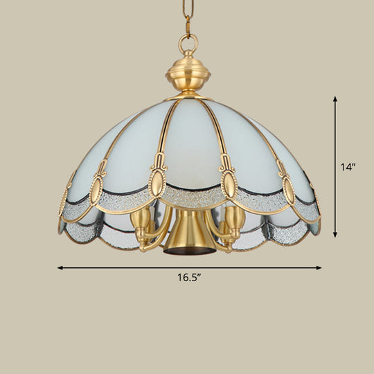 Opal Glass Gold Chandelier Umbrella Pendant Light Fixture For Dining Room