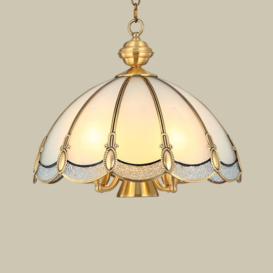 Opal Glass Gold Chandelier Umbrella Pendant Light Fixture For Dining Room