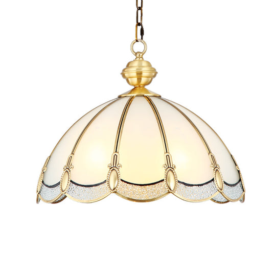 Opal Glass Gold Chandelier Umbrella Pendant Light Fixture For Dining Room