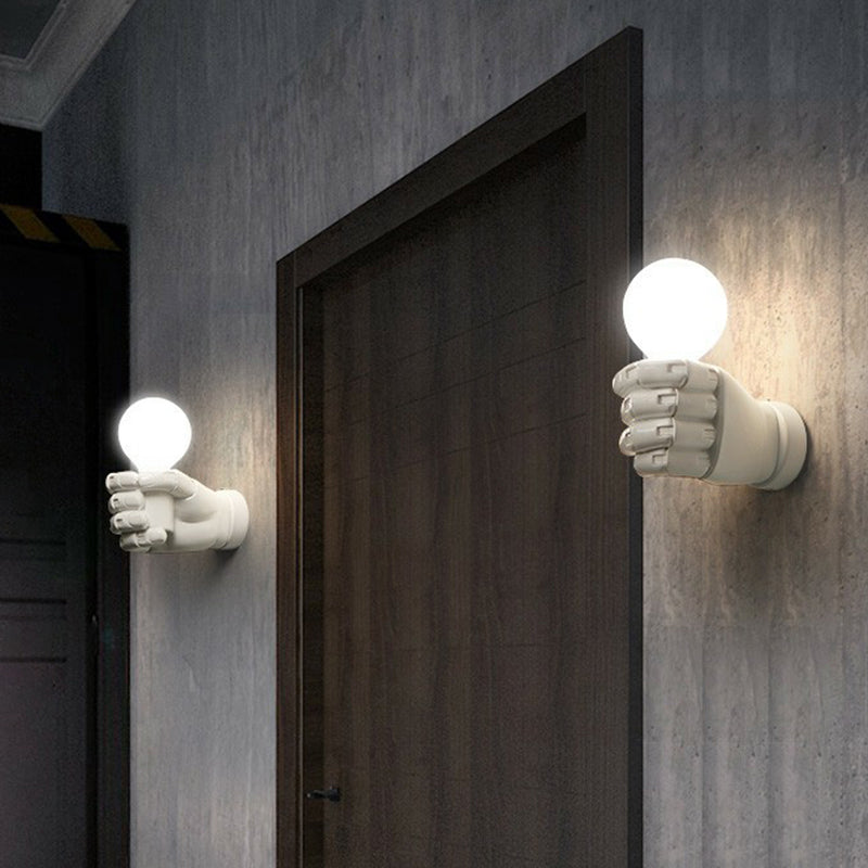 Artistic Resin Fist Wall Lamp Fixture: Unique 1 Bulb Mounted Lighting Perfect For Restaurants