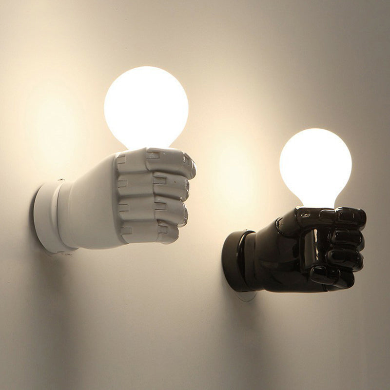 Artistic Resin Fist Wall Lamp Fixture: Unique 1 Bulb Mounted Lighting Perfect For Restaurants White