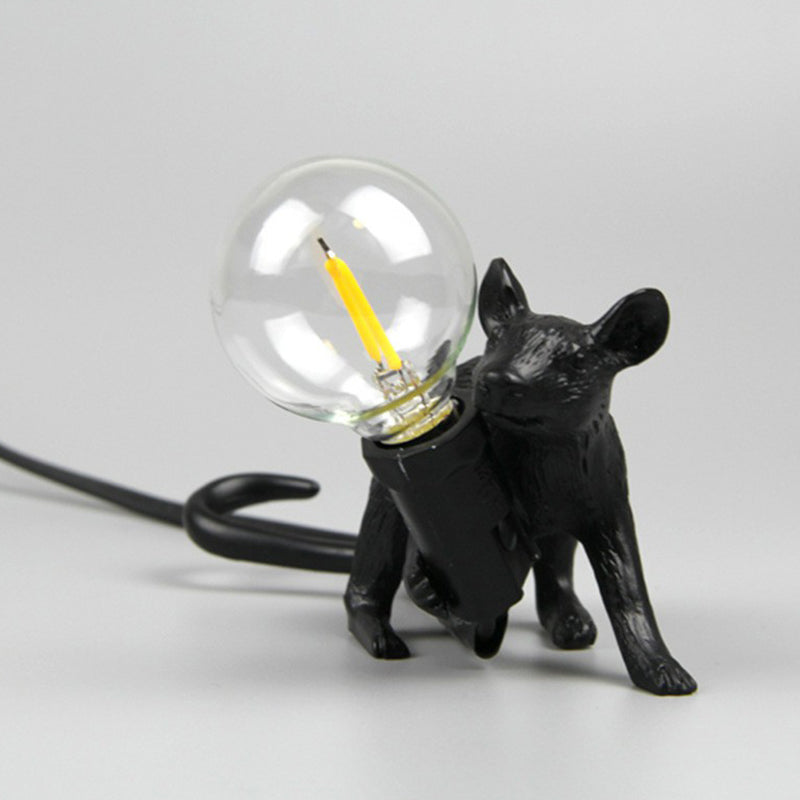 Bare Bulb Table Light: Resin 1-Light Mouse Base Night Lamp For Bedroom Decor