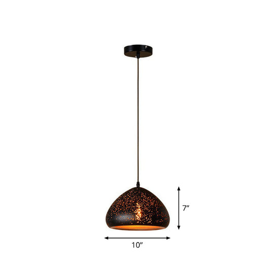 Nora - Retro Hollow-Out Metal Pendant Lighting Retro 1-Light Black Finish Suspension Light for Restaurant