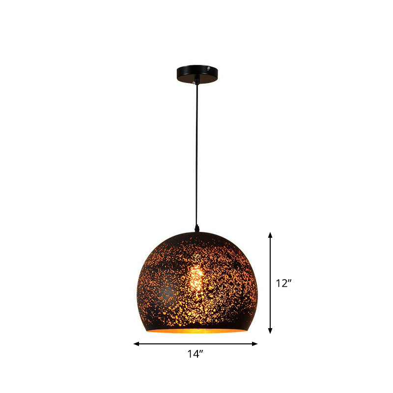 Nora - Retro Hollow-Out Metal Pendant Lighting Retro 1-Light Black Finish Suspension Light for Restaurant