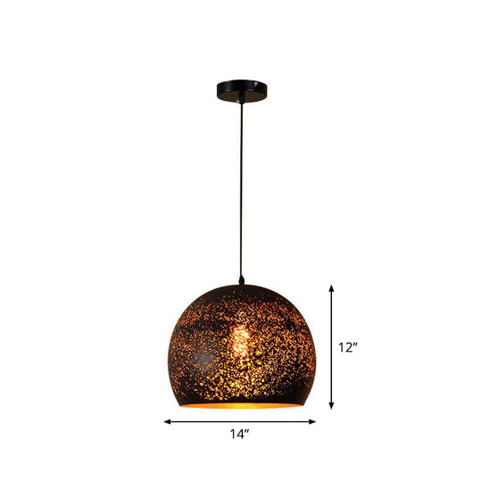 Nora - Retro Hollow-Out Metal Pendant Lighting Retro 1-Light Black Finish Suspension Light for Restaurant