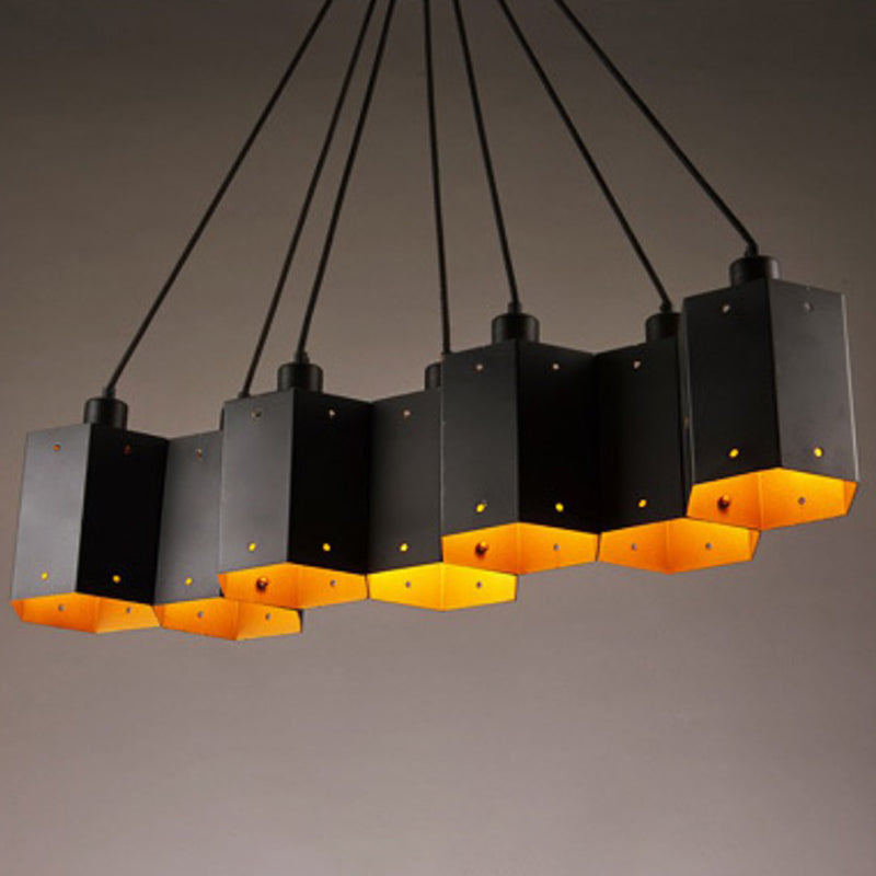 Honeycomb Bistro Pendant Light - Industrial Metal Black Suspension Fixture