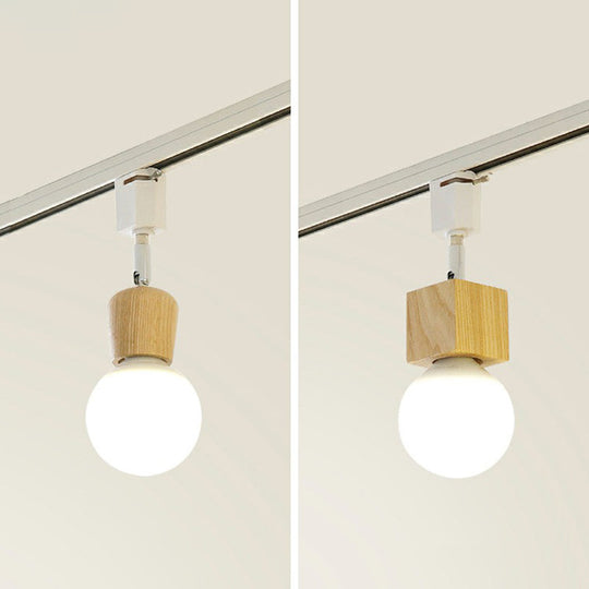 Simplicity Wooden 4-Light Exposed Bulb Track Ceiling Light in White - Ideal for Dining Room