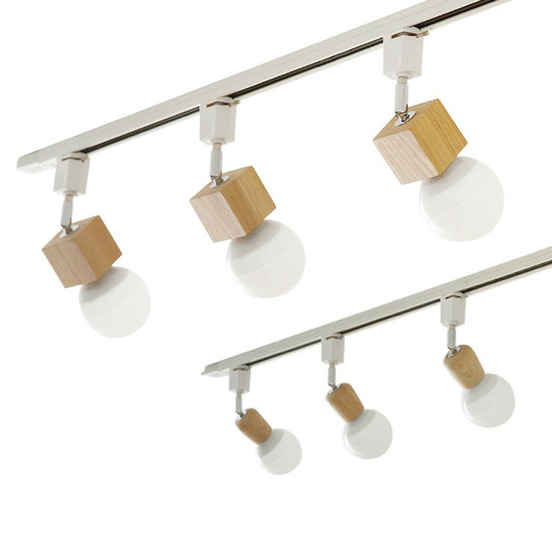 Simplicity Wooden 4-Light Exposed Bulb Track Ceiling Light in White - Ideal for Dining Room