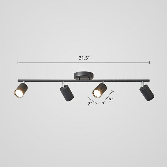 Modern Metal Tube Track Lamp - Ceiling Spotlight For Clothing Store 4 / Black