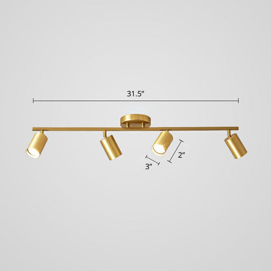 Modern Metal Tube Track Lamp - Ceiling Spotlight For Clothing Store 4 / Gold