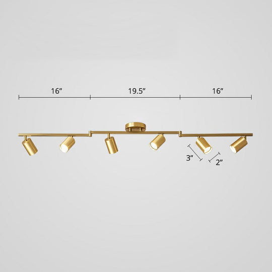 Modern Metal Tube Track Lamp - Ceiling Spotlight For Clothing Store 6 / Gold