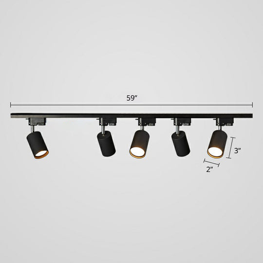 Sleek Tube Track Spotlight: Modern Metallic Semi Flush Ceiling Light For Bars 5 / Black