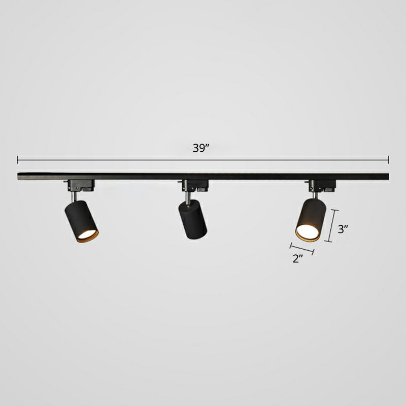 Sleek Tube Track Spotlight: Modern Metallic Semi Flush Ceiling Light For Bars 3 / Black