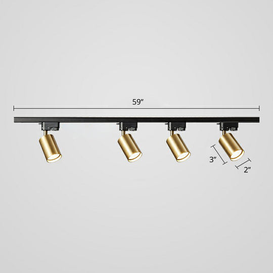 Sleek Tube Track Spotlight: Modern Metallic Semi Flush Ceiling Light For Bars 4 / Gold