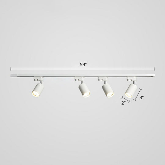 Sleek Tube Track Spotlight: Modern Metallic Semi Flush Ceiling Light For Bars 4 / White