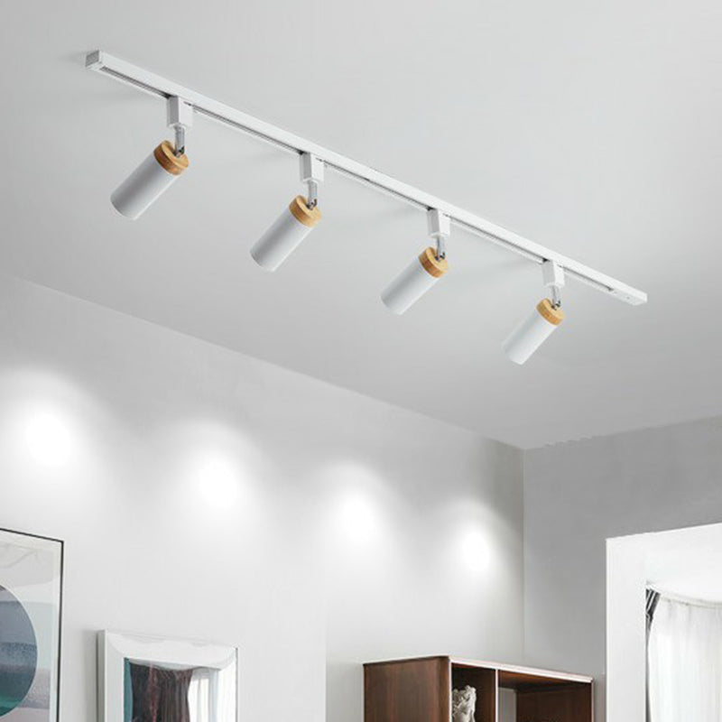 Modern Tubular Track Light For Commercial Use - Metal Spotlight With Semi-Mount Ceiling Design